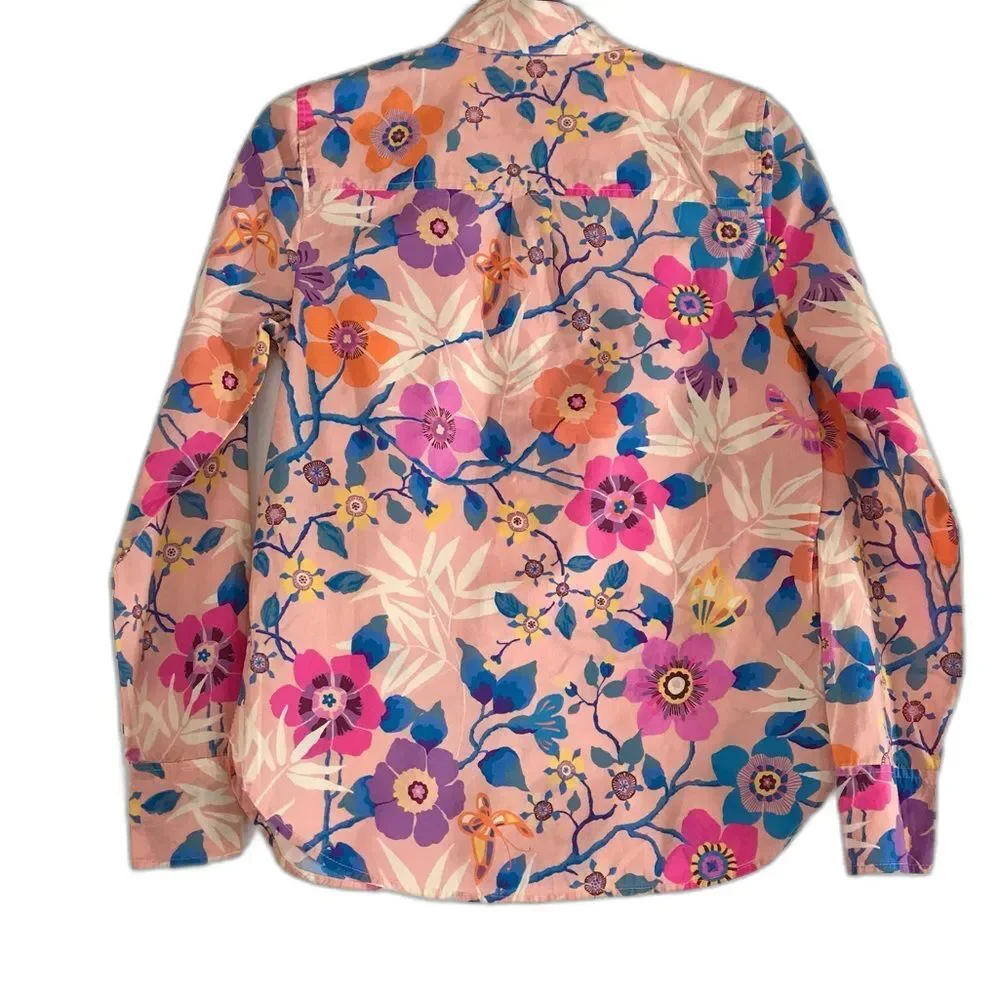 Liberty Art Fabrics for J. Crew Partial Button Down Floral Print Top Size 2